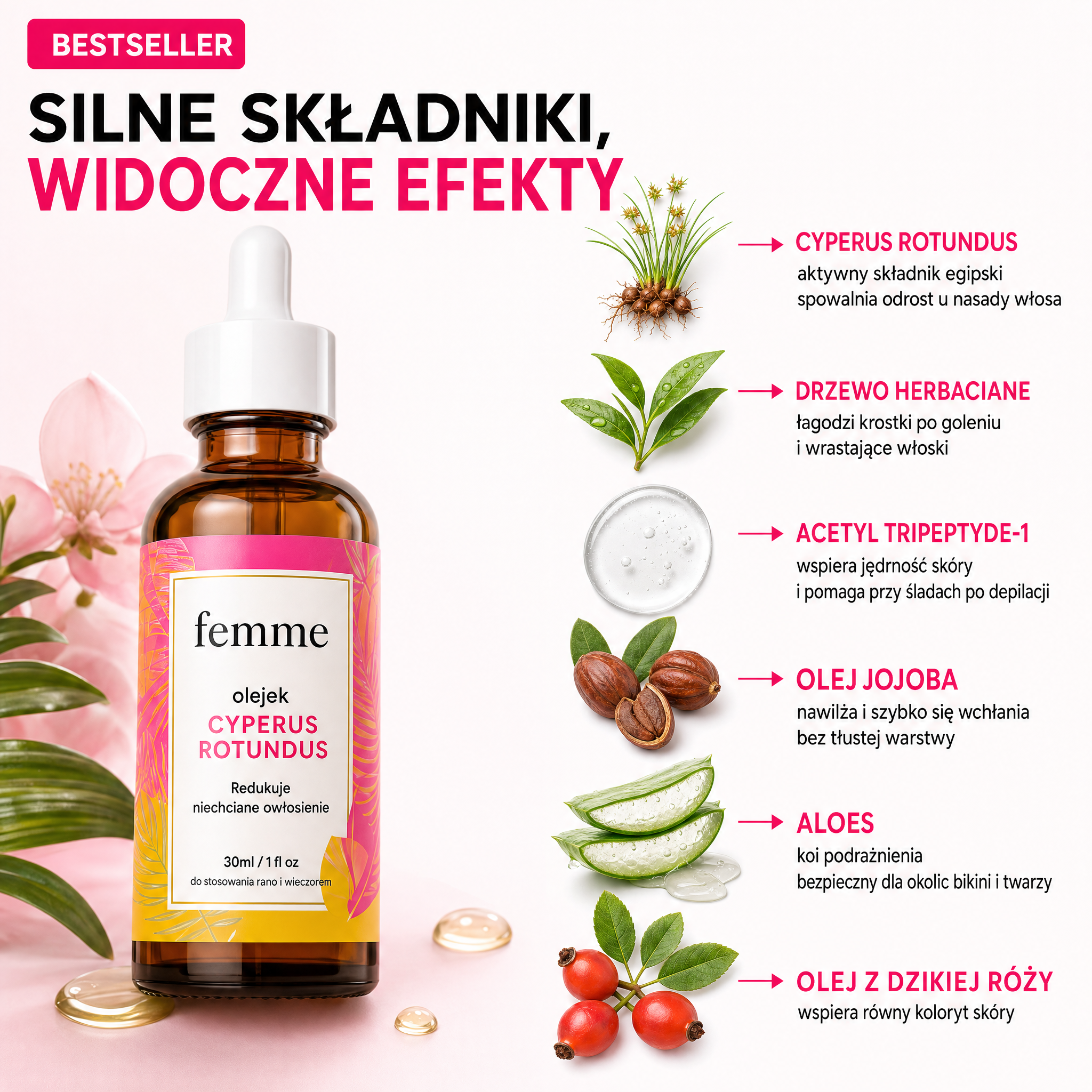 Olejek przeciw porostowi włosów Cyperus Rotundus